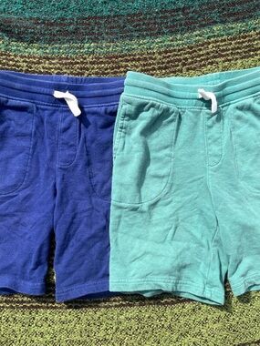 Primary Knit Drawstring Shorts in Royal Blue and Teal
